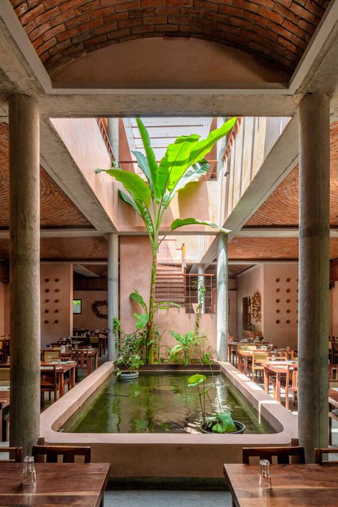 Sona Reddy Studio draws on vernacular architecture for Telugu Medium South Indian Architecture, Cultural Design, Circle House, Minimal Furniture, Concrete Bench, Load Bearing Wall, Conceptual Architecture, Restaurant Architecture, Resort Design