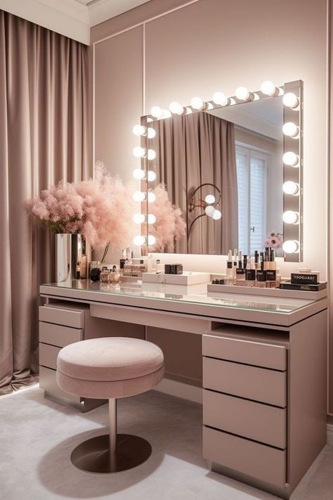 Vanity Room Decor, Stylish Room Decor, Dressing Room Decor, White Room Decor, Luxury Room Bedroom, Dressing Table Design, Home Decor Ideas Living Room, Glam Room, Bedroom Vanity