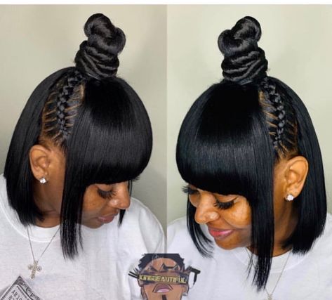 Nice Black Haircut Ideas, Hairstyles For Bob, Cute Short Black Hairstyles, Cute Short, Short Black Haircuts, Black Haircut, Weave Ponytail Hairstyles, Quick Weave Hairstyles, Pixie Hair