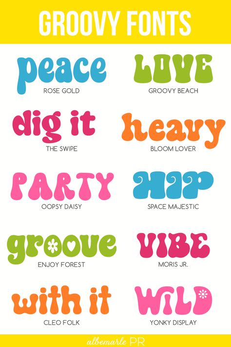 10 Groovy Fonts for Craft Projects Groovy Hand Lettering, Groovy Lettering Fonts, Groovy Free Fonts, Groovy Cricut Font, Free Groovy Retro Fonts, Groovy Font Dafont, Funky Fonts Hand Lettering, Retro Hand Lettering, Free Groovy Fonts