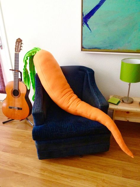 Carrot Body Pillow Giant Weird Plush Vegetable Coziness - Etsy Carrot Body Pillow, Cool Pillows Weird, Weird Room Ideas, Weird Pillows, Weird Interior, Giant Pillows, Weird Room Decor, College House Ideas, Carrot Pillow