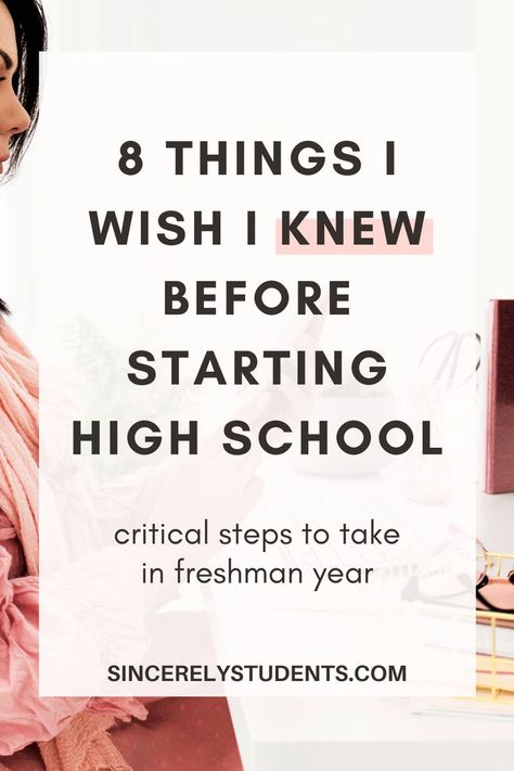 These are 8 things I wish I knew befor starting my first week of high school. Learn how to thrive in high school with these critical steps. High School First Day, High School Prep, Starting High School, Freshman Orientation, School Transition, Highschool Freshman, High School Life Hacks, High School Survival, High School Hacks