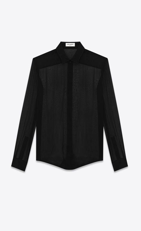 Ysl Shirt, Saint Laurent Shirt, Ysl Saint Laurent, Silk Crepe, Button Shirt, Classic Shirt, Black Shirt, Yves Saint Laurent, Shirt Blouses