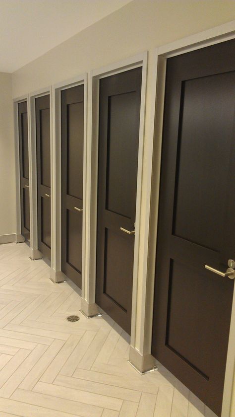 Bathroom Stall Doors, Commercial Bathroom Designs, Bathroom Door Handles, Stall Door, Luxury Toilet, Restaurant Bathroom, Bathroom Stall, Restroom Design, Toilet Door