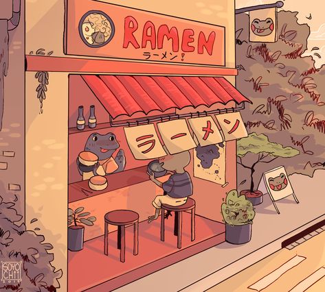 Keep on forgetting to post my art on here fghjk Ramen Stand, Manga Cafe, Ramen Shop, Shop Illustration, Japan Aesthetic, Dibujos Cute, Best Buy, Anime Scenery, Pretty Art