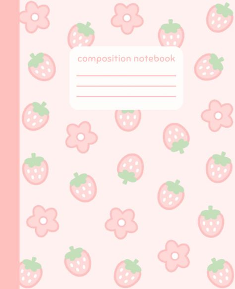 ♥*♡∞:｡.｡ 𝒸𝓊𝓉𝑒 𝓈𝓉𝓇𝒶𝓌𝒷𝑒𝓇𝓇𝓎 𝓃𝑜𝓉𝑒𝒷𝑜𝑜𝓀♥*♡∞:｡.｡ these are cute aesthtic notebooks selling out pretty fast. don't miss out. link provided Strawberry Notebook, Kawaii Flower, Kawaii Notebook, Pink Planner, Pink Notebook, Notebook Templates, Diary Covers, Notebook Cover Design, Bow Wallpaper