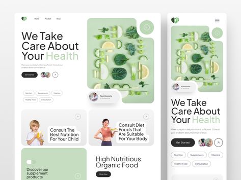 Nutrifit - Nutrition Consulting Website Nutrition Website Design, Nutritionist Website, Professional Landing Page, Website Ui Ux Design, Yoga Website, Ux Design Trends, Nutrition Website, Consulting Website, Direct Mail Design