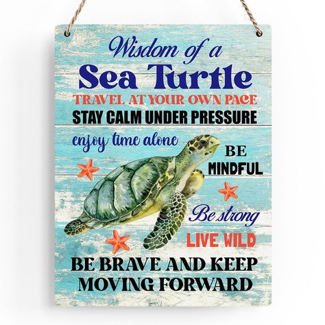 Coastal Room Decor, Sea Turtle Decor, Nautical Pictures, Lovers Gift Ideas, Bureau Decor, Sea Turtle Wall Art, Wooden Signs With Sayings, Turtle Wall Art, Gift Ideas For Friends