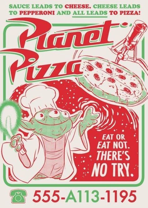 Vintage Aesthetic Poster Prints, Pizza Planet Aesthetic, Disney Posters Vintage, Vintage Pizza Poster, Retro Pizza Poster, Cute Vintage Posters, Cool Posters Retro, Retro Cartoon Poster, Do The Right Thing Poster