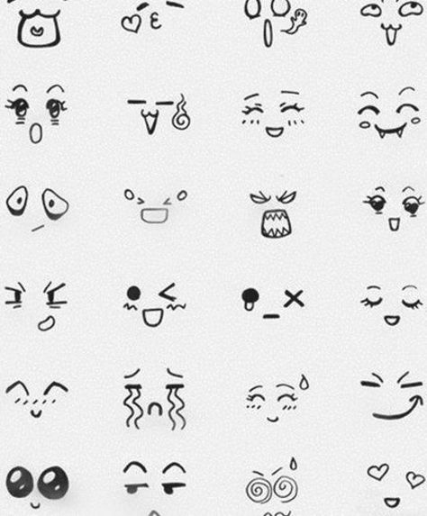 Drawing Faces Cute Faces To Draw Easy, Small Faces Drawing, Cute Face Drawing Easy, Wink Face Drawing, Easy Cartoon Faces, Face Drawing Easy, Doodle Faces, Simple Face Drawing, Cute Cartoon Faces