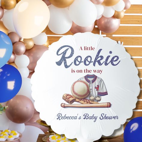 A Little Rookie on the Way - Baseball Baby Shower Balloon @zazzle Get ready to celebrate the newest addition to the team with our "A Little Rookie is on the Way" Baseball Baby Shower Theme #babyshower #babyshowerideas #babyshowerdecorations #babyshowerideas #babyshowerinspo #babyshowerinvites #babyshowerinvitation #babyshowerinvitations #baseballbaby #baseballbabyshower #fallbabyshower #invitations #balloons #babyshowerballoons #zazzlemade #ZazzleMade Baseball Theme Baby Shower Ideas, Baseball Baby Shower Decorations, Baseball Baby Shower Theme, Sports Baby Shower Theme, Trendy Invitations, Loving Parents, Sports Baby Shower, Baby Gender Reveal Party, Baseball Theme