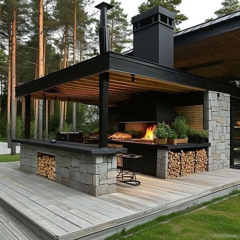 Build Outdoor Kitchen, Outdoor Patio Designs, Exterior Modern, Homes Modern, Backyard Pavilion, Hus Inspiration, Outdoor Bbq, Backyard Patio Designs, Outdoor Kitchen Design