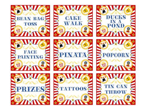 Free Printable Carnival Signs | Ten 24" x 18" Circus Party Activity Signs (Emailed PDFs) $5 (Contact ... Carnival Game Signs, Carnival Printables, Circus Party Games, Minecraft Party Printables, Carnival Signs, Circus Carnival Party, Circus Theme Party, Kids Carnival, Carnival Themed Party