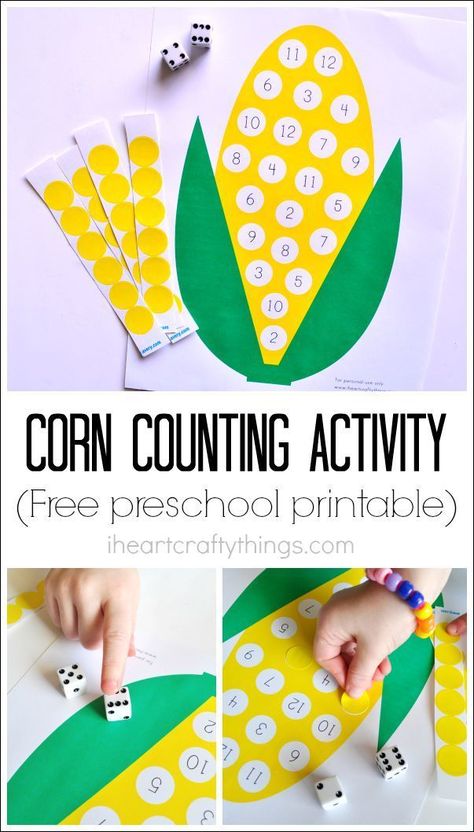 Use this Preschool Corn Counting Printable to practice numbers to 12, counting, fine motor skills and hand-eye coordination. A fun preschool learning activity for Fall. Vegetables Preschool, Thanksgiving Games For Kids, Activity For Preschool, Farm Preschool, Counting Activity, Activity For Toddlers, Farm Activities, Seni Dan Kraf, Fall Preschool