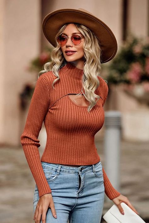 🍁 Fall in love with PRETTYGARDEN's cozy pullover sweater! 😍🍂 Elevate your fall wardrobe with this trendy piece, perfect for 2023 fashion. Get ready to stay stylishly warm! ✨ Why it's a must-have: 🧥 Soft and comfy knit fabric 🎀 Cute and versatile design 🌼 Perfect for layering Pair it with your favorite jeans and ankle boots for that adorable autumn look. 🍂👖👢 #FallFashionFaves #TrendyWardrobe #StayCozy #ShopNow #AmazonFinds 🛒🍁❤️ Cutout Tops, Winter Sweater Outfits, Plain Sweaters, Coffee Sweater, Cutout Sweater, Sweater Refashion, Winter Pullover, Tops Long Sleeve, Fall Clothes