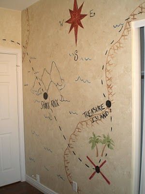 Creative Urges-Creative Blogspot: Boys Pirate Themed Room... Peter Pan Bedroom, Pirate Bathroom, Pirate Nursery, Neverland Nursery, Pirate Bedroom, Casa Disney, Peter Pan Nursery, Deco Disney, Pirate Room