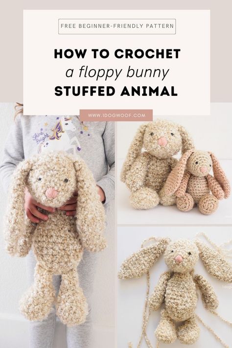 Super Easy Crochet Stuffed Animal, Crochet Bunny Snuggly, Velvet Bunny Crochet Pattern, Bunny Free Crochet Pattern, Crocheted Animals, Double Crochet Decrease, Amigurumi Rabbit, Stuffed Bunny, Crochet Bunny Pattern