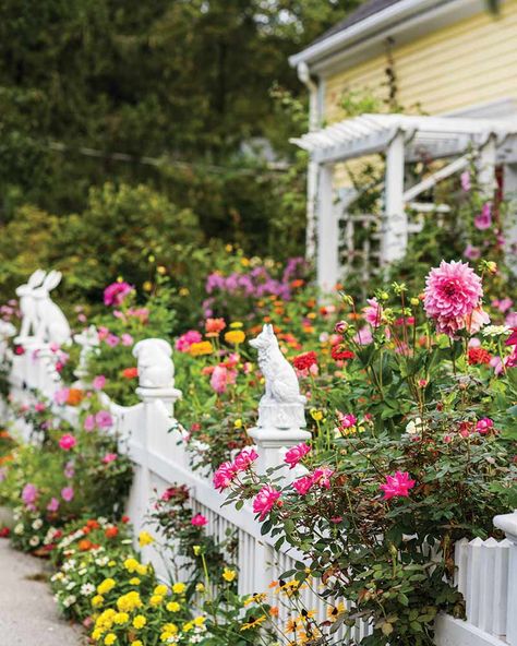 Cottage Journal, Cottage Garden Design, Magic Garden, White Picket Fence, Old Cottage, Spring Bulbs, Picket Fence, Gorgeous Gardens, Garden Inspired