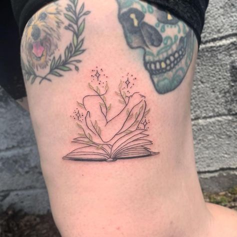 Small Book Tattoo, Open Book Tattoo, Book Tattoo Designs, Writer Tattoo, Book Inspired Tattoos, Book Lover Tattoo, Small Tattoos Ideas, Bookish Tattoos, Coffee Tattoos