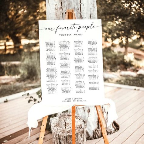 Minimalist Wedding Seating Chart Sign Alphabetical Modern Seating Chart, Alphabetical Seating Chart, Seating Chart Sign, White Minimal, Seating Chart Wedding, Modern Seating, Kids Stationery, Free Birthday Invitation Templates, Free Birthday Invitations