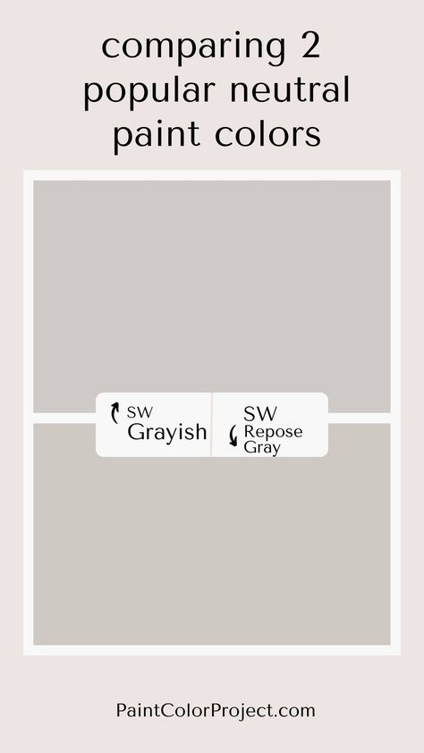 Sherwin Williams Grayish vs Repose Gray: let's compare - The Paint Color Project Accessible Beige Sherwin Williams, Gossamer Veil, Popular Neutral Paint Colors, Beige Wall Colors, Repose Gray Sherwin Williams, Agreeable Gray Sherwin Williams, Beige Paint Colors, Edgecomb Gray, Warm Paint Colors