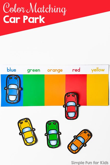 Practice and review basic colors with this cute, printable Color Matching Car Park! Your toddler or preschooler is going to love it! Teaching Toddlers Colors, Learning Colors Activities, Color Activities For Toddlers, Transportation Preschool Activities, Toddler Printables, Car Activities, Transportation Preschool, Preschool Colors, Kids Car