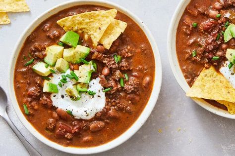 Kevin's Famous Chili Recipe Chili With Chocolate, Boilermaker Tailgate Chili, Tailgate Chili, Texas Chili Recipe, Chili Nachos, Ny Times Recipes, New York Times Cooking, Ground Beef Chili, Mexican Chili