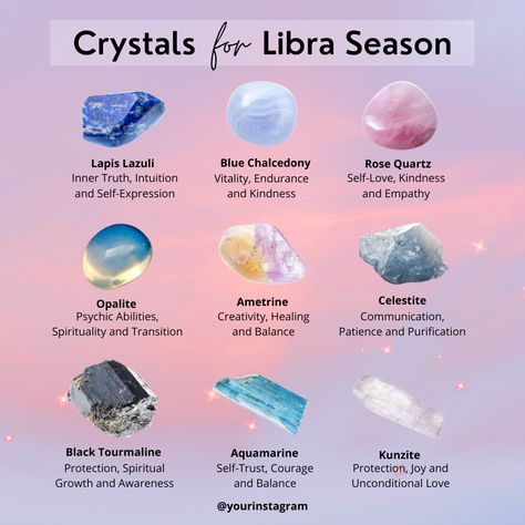 Hey Libras, some great healing crystals for you are rose quartz, lapis lazuli, and opal! These crystals can help bring balance, harmony, and love into your life. Give them a try and see how they make you feel! 🌟

 #libra
#september
#motivation
#empowerment
#wellness
#selfcare
#mindfulness
#peace
#serenity
#chakra
#healingjourney Crystals For Libras, September Motivation, Libra September, Healing Crystals For You, Wellness Selfcare, Libra Season, Spiritual Protection, Psychic Abilities, Blue Chalcedony