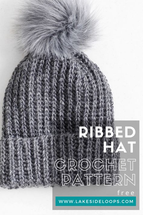 Rylee Ribbed Crochet Hat – FREE PATTERN – Lakeside Loops Beanie Pattern Free, Crochet Hats For Boys, Easy Crochet Hat Patterns, Crochet Beanie Pattern Free, Ribbed Hat, Ribbed Crochet, Easy Crochet Hat, Crochet Winter Hats, Hat Crochet Pattern