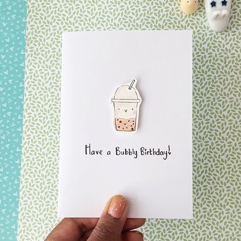 Wish someone special a happy birthday with this adorable handmade card.  This card features a cute bubble tea created with watercolour painting, & message written with graphics pens. Items have been attached onto the main card with secure sticky pads. Size is A6 Envelope colour - CREAM This is a beautiful card that you will not find anywhere on the high-street. Please handle this card with care as it has embellishments. Items will be sent wrapped in tissue in a boarded envelope. Bubble Tea Birthday, Gifts Brother, Cute Bubble Tea, Birthday Gifts For Brother, Friends Cute, Girl Birthday Cards, Sticky Pads, Gift Tea, Cards Birthday