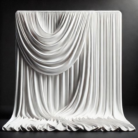 NOTE: Please allow 48 hours for production of all fabric products. Our Spandex Party Drape Fabric by Eastern Mills is a WRINKLE FREE, 200GSM,  premium fabric. Perfect for draping the most elegant events! This spandex fabric is 10ft wide with a single 4" rod pocket at the top. Other top and sewing finishes options available. Colors Available: Black White Fabric Content: 10% Spandex 90% Polyester / Non Fire Retardant Wedding Drapery Ideas Backdrops, White Fabric Backdrop, Event Draping, Wedding Drapery, Wall Drapes, Photography Studio Design, White Drapery, Drape Fabric, Fabric Installation