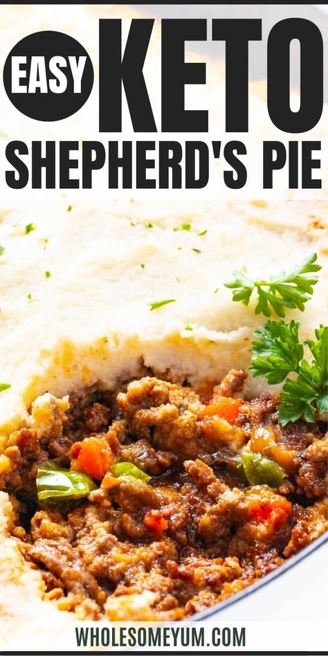 Keto Shepherd’s Pie Recipe (Cauliflower Shepherd’s Pie) - This low carb keto shepherd's pie recipe (a.k.a. keto cottage pie) is pure comfort food bliss! Healthy cauliflower shepherd's pie features flavorful meat sauce, veggies, and a healthier topping. #wholesomeyum Low Carb Shepherds Pie, Keto Shepherd's Pie, Shepherds Pie Recipe Healthy, Recipe Cauliflower, Shepherd's Pie Recipe, Wholesome Yum, Shepherds Pie Recipe, Boiled Egg Diet Plan, Best Low Carb Recipes