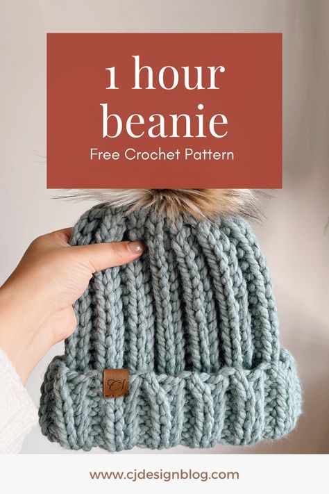 Crochet Hats Free Pattern Ladies, Bulky Yarn Patterns, Bulky Yarn Crochet, Chunky Crochet Hat, Chunky Yarn Crochet, Crochet Beanie Pattern Free, Crochet Hat For Beginners, Beanie Outfit, Easy Crochet Hat