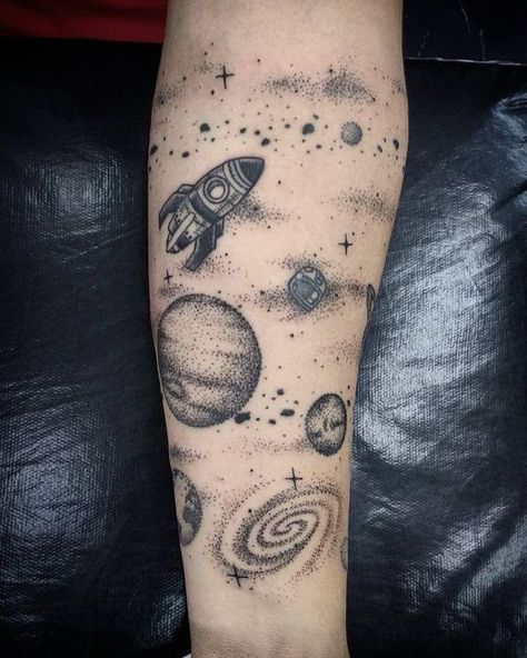 Mens Space Tattoos, Space Tattoo Shoulder, Space Chest Tattoo, Space Tattoo Ideas For Men, Space Tattoos Men, Small Space Tattoos, Planets Tattoos, Universe Tattoo Design, Small Space Tattoo