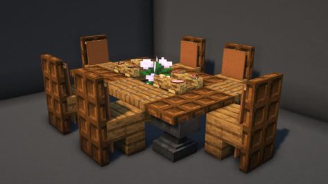 Minecraft Poker Table, Minecraft Small Table, Table Minecraft Ideas, Enchanted Table Minecraft Design, Minecraft Table And Chairs, Minecraft Meeting Room, Dining Table Minecraft, Minecraft Table Design, Minecraft Dinner Table