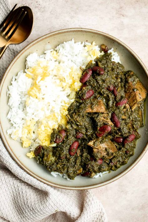 Ghormeh Sabzi, Onion Vegetable, Sabzi Recipe, Persian Cuisine, Dried Lemon, Beef Stew Meat, Red Kidney Bean, Tender Beef, Spice Jar