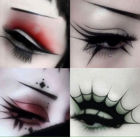 Punk Eyeliner, Gothic Eyeliner, Gothic Eye Makeup, Maquillage Goth, Rosa Make-up, Goth Eye Makeup, Make Up Designs, Eyeliner Designs, Punk Makeup