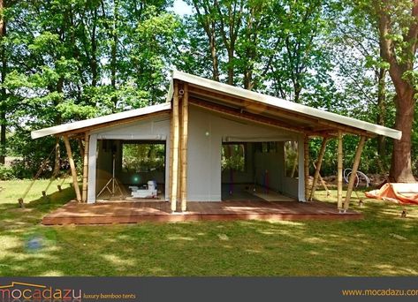 Bamboo Tent, Kanom Jeen, Permanent Tent, Bamboo Canopy, Tent Resort, Bamboo House Design, Bamboo Architecture, Cabin Tent, Safari Tent