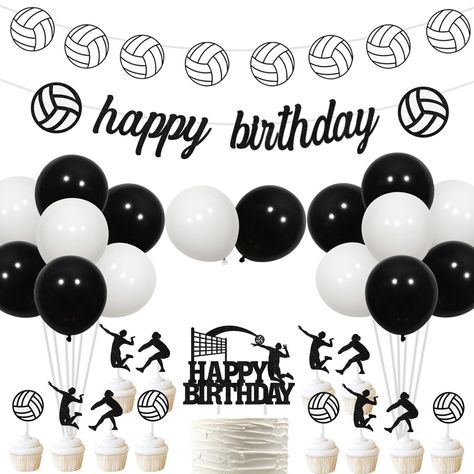 Volleyball Themed Party, Volleyball Birthday Party Ideas, Volleyball Party Ideas, Volleyball Party Decorations, Balloon Volleyball, Birthday 14th, Volleyball Cake, Volleyball Birthday Party, Volleyball Birthday