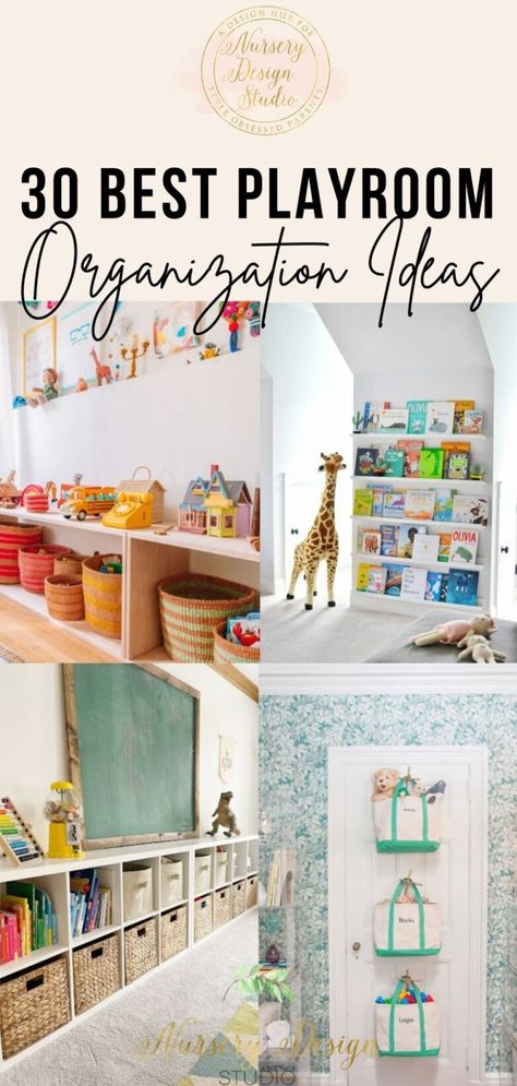 30-BEST-PLAYROOM-ORGANIZATION-IDEAS Playroom And Learning Room, Big Kid Playroom Storage, Best Playroom Organization, Play Storage Ideas, Shelving Ideas For Playroom, Toy Room Ikea, Playroom Closet Organization Ideas, Playroom Wall Organization, Jungle Theme Playroom Ideas