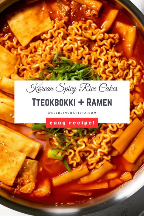 Discover the ease and satisfaction of preparing your own beloved Korean noodle delicacy at home. Thanks to our simple recipe. cooking up Rabooki is a breeze. Ramen Tteokbokki Recipe, Tokbokki Korean Recipe, Tobokii Food, Tebokkki Recipe, Tobboki Korean, How To Make Tteokbokki, Teokkboki Recipes Easy, Rabokki Recipe, Tteok Recipe