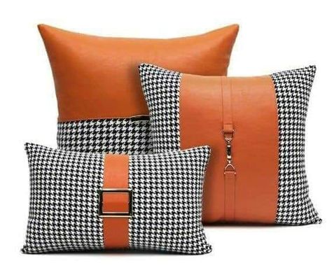 Houndstooth Pillows, Sewing Cushions, Crochet Cushion Cover, Pillow Crafts, Bantal Sofa, Patchwork Cushion, Cushion Cover Designs, Chic Pillows, Luxury Cushions