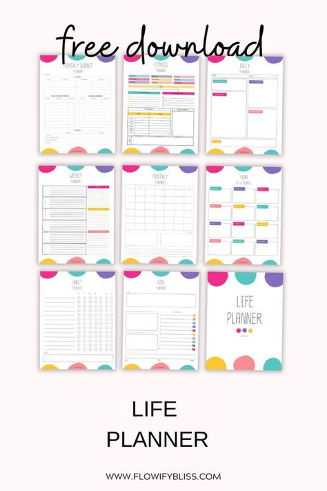 A free printable life planner that will help you get your life in order! This printable contains 10+ planning pages that you can print out instantly. 2024 Planner Printable Free, Free Printables Organization Templates, Budget Planner Template Free Printables, Planner Templates Free Printables, Project Planner Printable Free, Life Planner Printables Free, Free Printable Life Planner, Free Printable Planner Pages, Family Planner Printables