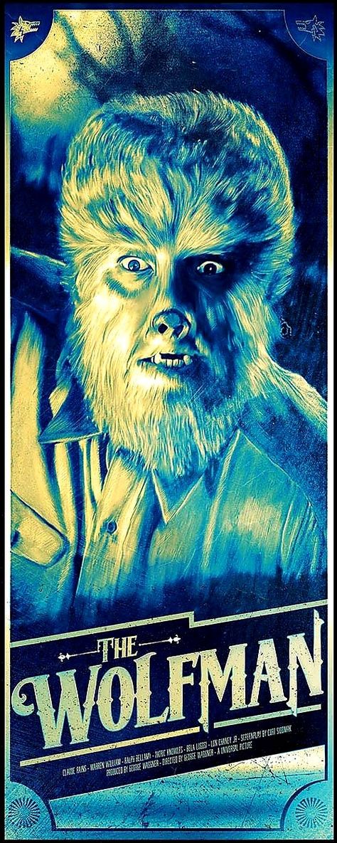 Wolfman Movie, Horror Classics, Classic Monster Movies, The Wolfman, Wolf Man, Scary Films, Famous Monsters, Horror Monsters, Horror Posters