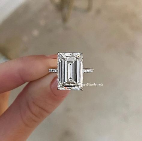 Emerald Diamond Ring for Women/6.25 Ct Emerald Cut Diamond | Etsy India Engagement Ring Delicate, White Gold Solitaire Engagement Ring, Emerald Cut Moissanite Engagement Ring, Diamond Ring For Women, Gold Solitaire Engagement Ring, Emerald Cut Engagement, Antique Wedding Rings, Emerald Cut Moissanite, Simulated Diamond Rings