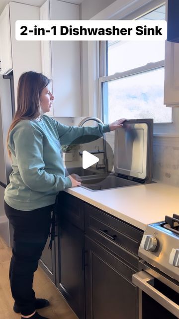 Amber + Trey Masciarelli on Instagram: "Should we do one of these in every flip house kitchen? 

We think this 2-in-1 In-Sink Dishwasher from @fotile_america is functional, stylish, and unique. And now, I want one in my home!

#kitchen #kitchendesign #fixerupper #diy #oldhouselove #oldhouse #homeremodel #reels #beforeandafter #fixerupperinspired #home #renovation #remodeling #house #oldhouse #oldhouselove #doityourselfproject #diy #diyprojects #diyhomedecor  #oldhouse #reelsofinstagram" Mini Dishwasher Under Sink, In Sink Dishwasher, 2 Dishwashers In Kitchen, Dishwashers In Kitchens, Raised Dishwasher Ideas, Sink With Dishwasher, Dishwasher In Kitchen, Under Sink Dishwasher, Small Washroom Design