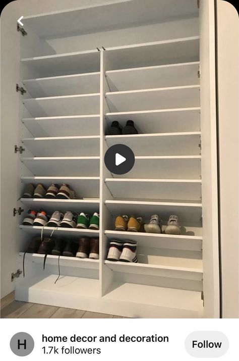 Små Rum Lidt Plads, Modern Shoe Rack, Closet Shoe, Diy Muebles Ideas, Closet Shoe Storage, White Closet, Desain Pantry, Closet Design Layout, Shoe Rack Closet