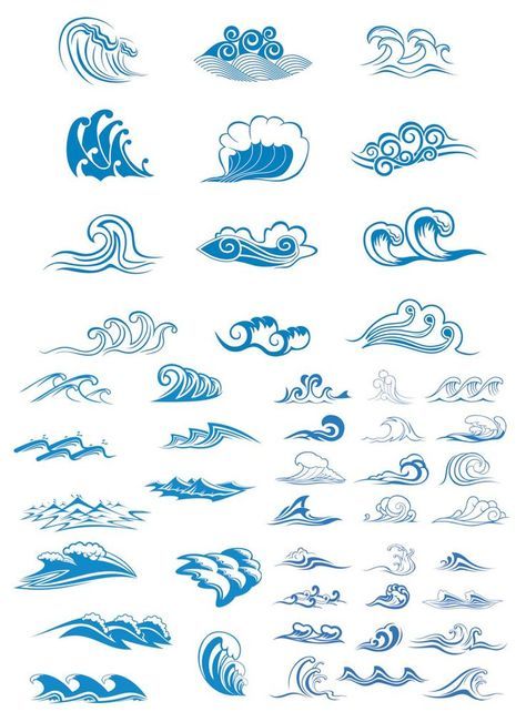 Wellen Tattoo, Waves Symbol, Wave Drawing, Wave Illustration, Waves Logo, 1 Tattoo, Waves Tattoo, Lukisan Cat Air, 문신 디자인