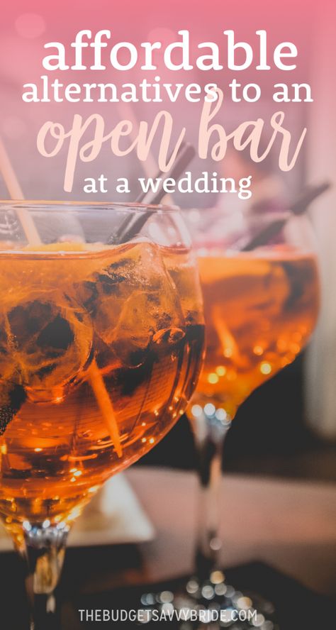 This post may contain affiliate links. Click here  to learn more.  If you're looking for a simple way to cut down on your wedding reception expenses, you'll probably want to skip the open bar. Check out these affordable alternatives to an open bar to entertain your guests for less!text after content The post Savvy Alternatives to an Open Bar for Your Wedding Reception appeared first on The Budget Savvy Bride - helping couples plan beautiful weddings on a budget they can actually afford!!. Wedding Reception Alternatives, Wedding Reception On A Budget, Wedding Drinks Reception, Open Bar Wedding, Wedding Alcohol, Bar Wedding Reception, Reception Bar, Wedding Diet, Signature Cocktails Wedding