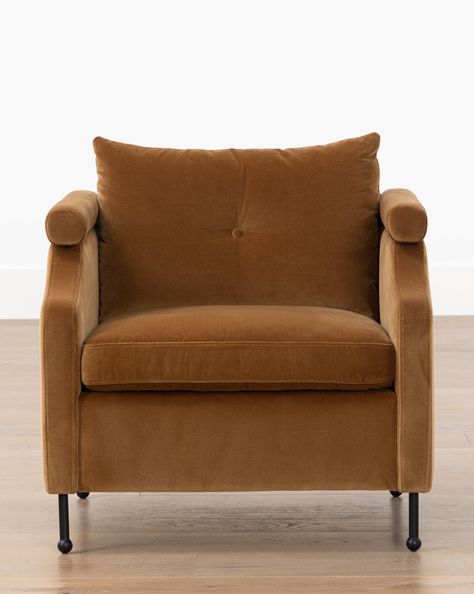 Reese Lounge Chair – McGee & Co. Living Room Lounge, Mcgee & Co, Vintage Inspiration, Studio Mcgee, Arm Chairs Living Room, Velvet Upholstery, Cushion Filling, Custom Upholstery, Front Room